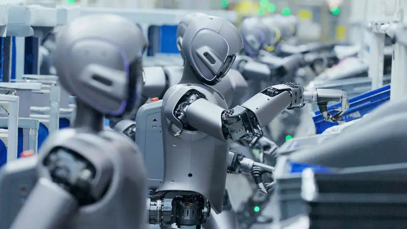 UBtech humanoid robots working at a factory