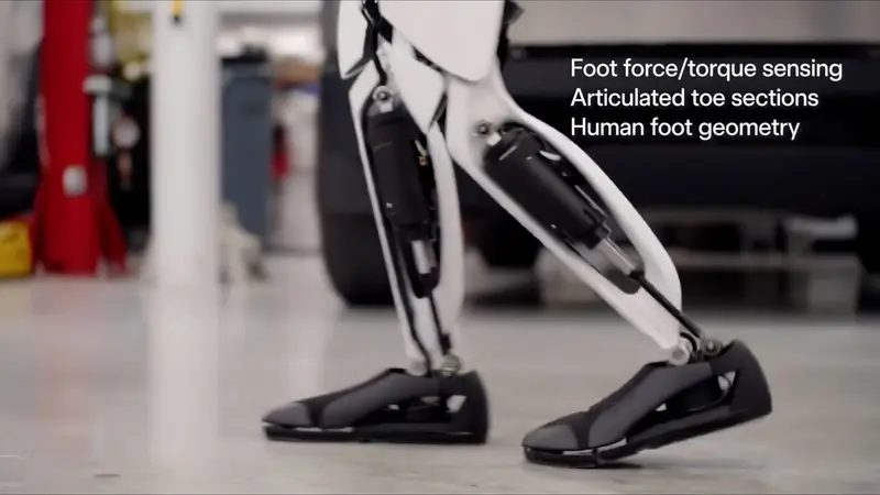 Image depicting the articulated toes of Tesla Optimus