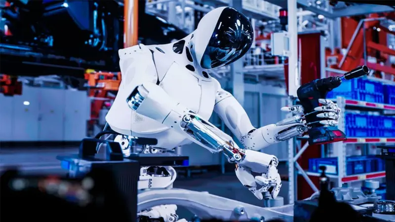 Xpeng Iron Humanoid Robot working with tools in a factory setting