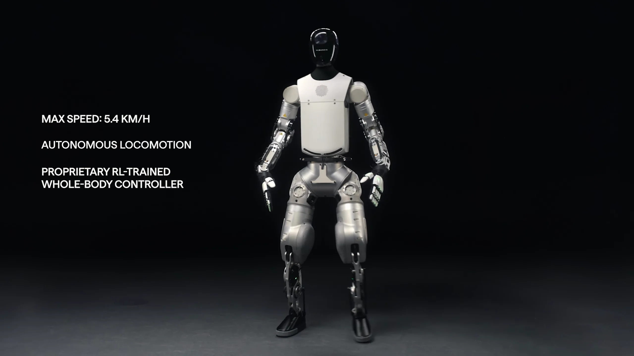 The HMND 01 Alpha Bipedal robot standing in a studio environment.